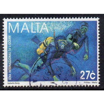 Malta 1998 International Year of the Ocean - Scuba Divers 27c Used