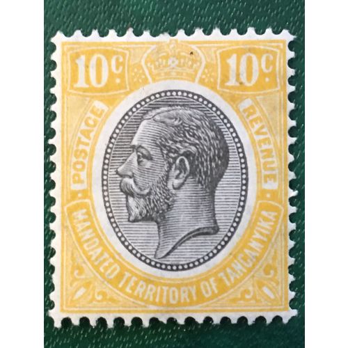 Tanganyika KGV 1927 10c Yellow Black Mounted Mint MM SG 94 stamp king george