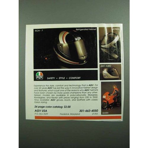 1989 AGV Ad - Tech-7, Monza and 2001 Euro Helmets