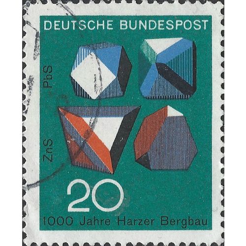 GERMANY, Mineral Mining, Zinc and Lead Sulphides, blue 1968, 20pf, #5