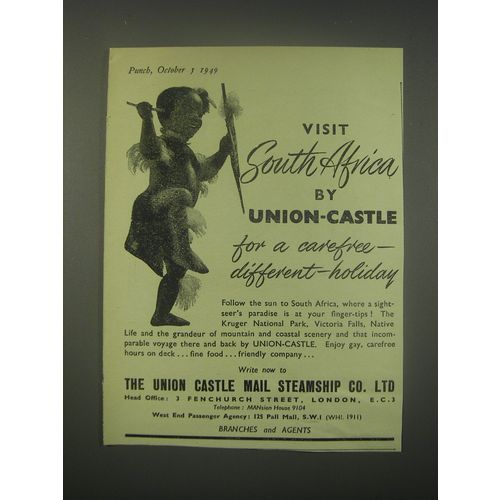 1949 The Union Castle Mail steamship Co. Ad - Visit South Africa