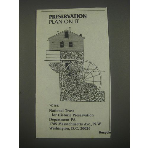 1991 National Trust for Historic Preservation Advertisement - Preservation plan