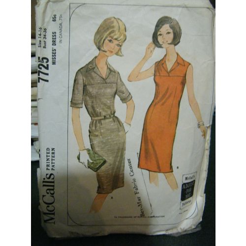 Vintage McCall's 7725 Misses Dress Pattern - Size 14-16