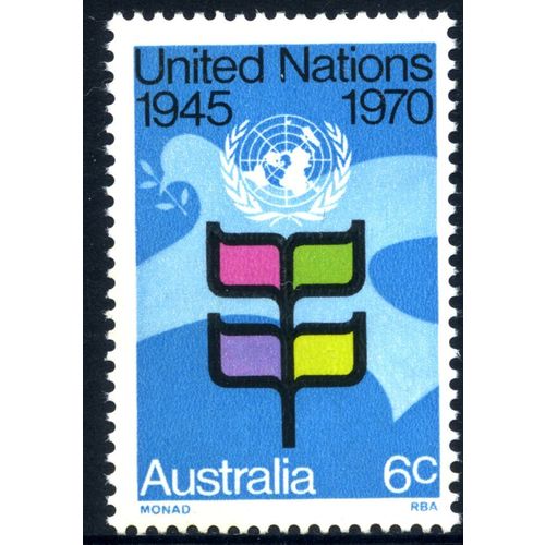 AUSTRALIA 1970 25th Anniversary of United Nations 6c stamp (SG 476) MNH