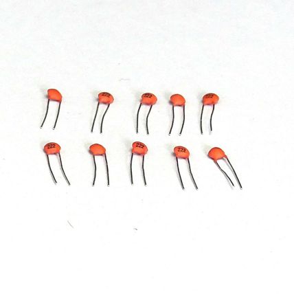 10 x 0.0022uf - 2200pF - 2.2nF - (222) 50V Ceramic Disc Capacitors - Free Post