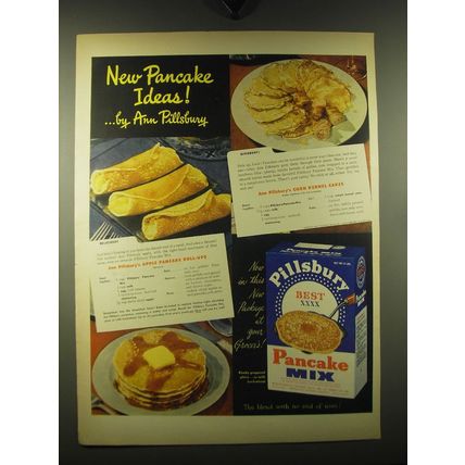 1947 Pillsbury Best XXXX Pancake Mix Ad - recipes for Corn Kernel cakes