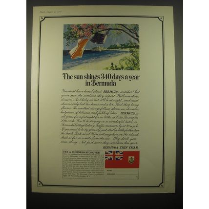 1966 Bermuda Tourism Ad - The sun shines 340 days a year in Bermuda