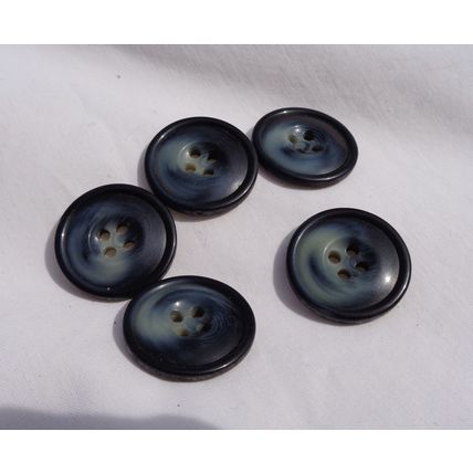WW5 5 Dark Blue Coat Buttons 23mm 15/16 Inch Resin Swirl Sewing Crafting