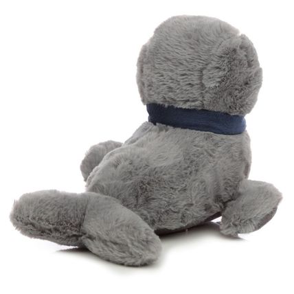 Grey Plush Baby Seal Wearing a Blue Scarf Door Stop 19 CM