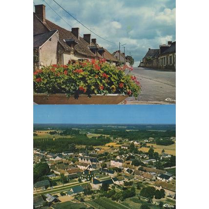Chitenay France 1970s Aerial & La Rue Principale 2x Postcard