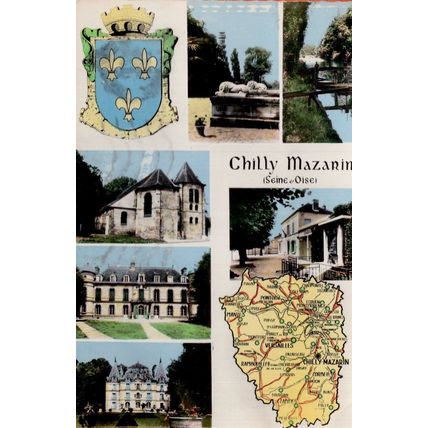 Chilly Mazarin French 1960s Map Postcard
