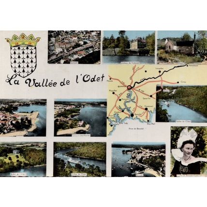La Vallee De l'Odet 1960s French Map Postcard