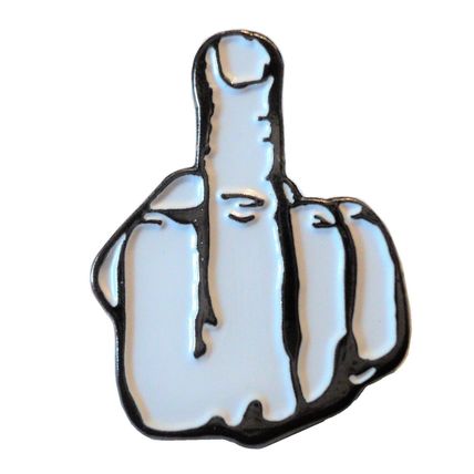 Middle Finger Up Yours One Finger Salute Biker Emo MOD 22mm Metal Enamel Badge