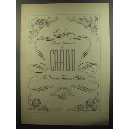 1953 Caron Perfumes Ad - Famous fragrances by Caron