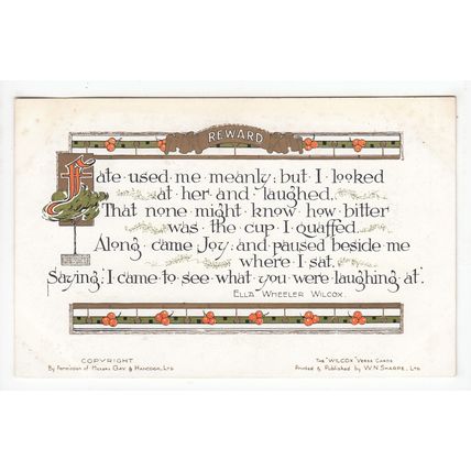 Reward Ella Wheeler Wilcox Verse Postcard 681