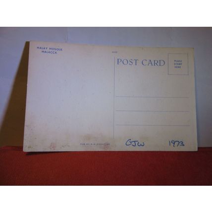 MALAY MOSQUE, MALACCA, MALAYSIA unused standard sized postcard dated 1973 =