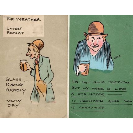 Drinking Nose As Gas Meter Weather 2x Old Comic Postcard s