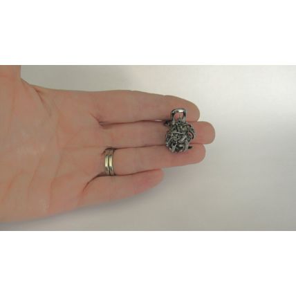 Small tiny dark silver metal hair claw clip with gray crystals
