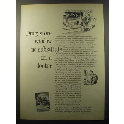 1960 Successful Farming Magazine Ad - Drug store window no substitute