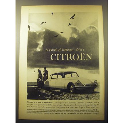 1960 Citroen Car Ad - In pursuit of happiness.. Drive a Citroen