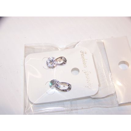 Terbos Jewelry Pierced Silver Earrings with Crystal NEW
