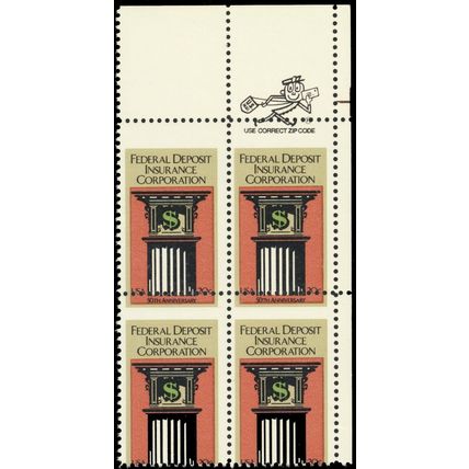2071, Mint NH 20¢ Misperfed Error Zip Block of Four - Stuart Katz