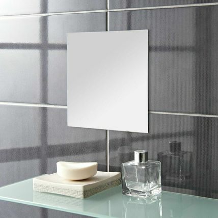 Square Mirror Self Adhesive Tile Set 20cm x 20cm Wall Mounted Bathroom Bedroom