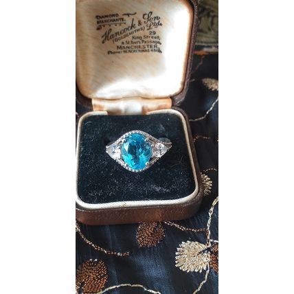 Vintage 1990-s 925 Sterling Silver Aquamarine Ring Size US 6 ,UK M Hallmarked.