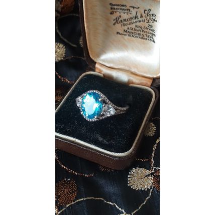Vintage 1990-s 925 Sterling Silver Aquamarine Ring Size US 6 ,UK M Hallmarked.