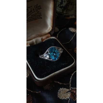 Vintage 1990-s 925 Sterling Silver Aquamarine Ring Size US 6 ,UK M Hallmarked.
