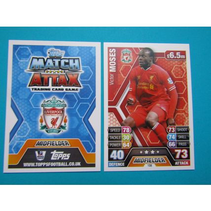 158. Viktor Moses - Liverpool - Match Attax 2013/14 Football Card EF1