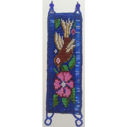 Traditional Huichol Art. Mexico Glass Seed Beads Bracelet. Legendary birds 5