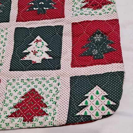 Big QUILTED CHRISTMAS STOCKING 21 1/2" Double Sided Trees Holly Berry