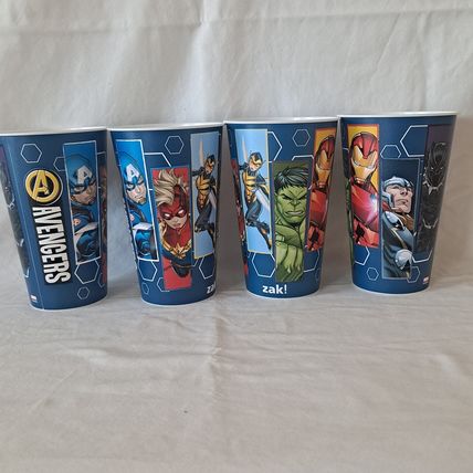 New ZAK Lot 4 Marvel AVENGERS TUMBLERS Plastic Drink Cups Water