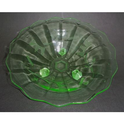 Rare Uranium Glass Art Deco "Mathilde" Bowl Walther & Sohne.