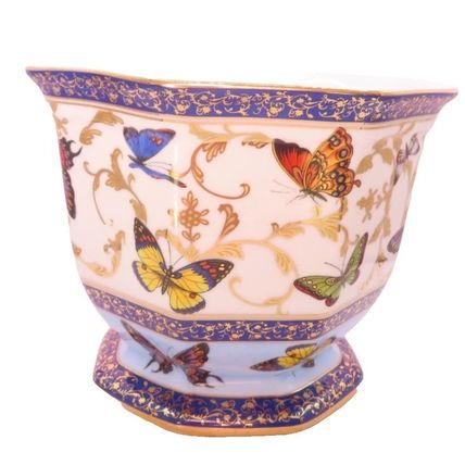 Butterfly Plant Pot with Gold Rim Porcelain 15 CM Past Times Home Decor Gift