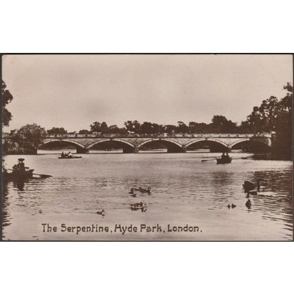 The Serpentine, Hyde Park, London, 1910 - Davidson Bros RP Postcard