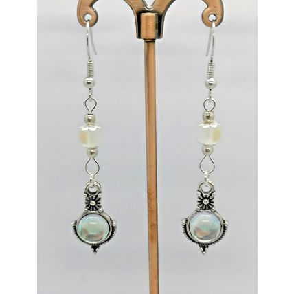 New Vintage Style Moonstone Dangle Drop Earrings Women Silver Plated