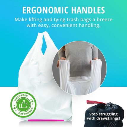 Hippo Sak - Tall Kitchen Garbage Bags with Ergonomic Handles - 13 Gallon Trash B