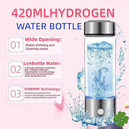 Hydrogen Water Bottle Generator, Portable Hydrogen Water Ionizer Machine Recharg