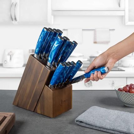 SENKEN 16-Piece Kitchen Knife Block Set - Japanese Chef'S Knife Set with Laser D