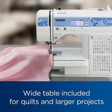 Brother CS7205 Computerized Machine, 150 Built Stitches, 1 Font, Wide Table, 11