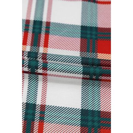 Red Christmas Plaid Print Two Piece Long Sleeve Pajamas Set