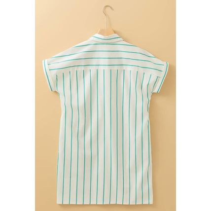Mint Green St Patricks Striped Wide Short Sleeve Shift Mini Shirt Dress