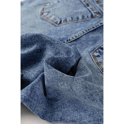 Myosotis Center Seam Cuffed Hem Straight High Waist Jeans