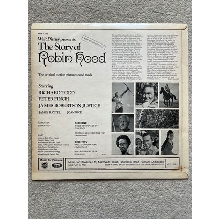 WALT DISNEY PRESENTS THE STORY OF ROBIN HOOD (UK SOUNDTRACK VINYL LP, 1963)
