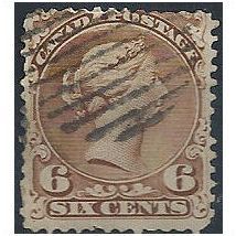 Canada 1870 Yellow-Brown SG59b 6c Good/Fine Used