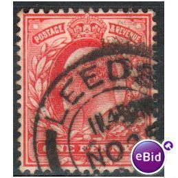 GB stamps 1902-10 KEV11 - 1d SG219 Leeds 1