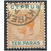 Cyprus 1912 SG74 10 Paras Orange & Green Fine Used .