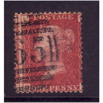 GREAT BRITAIN 1858-79 QV SG44 1d RED BROWN PLATE 110 LETTERED QL USED